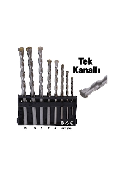 Beton Delme Matkap Ucu Set 8 'li Paket Betonarme Prekast Duvar Delme 3 4 5 6 7 8 9 10 Mm Çap