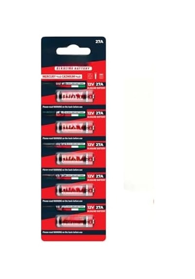 5 Adet 27a 12v Spesifik Pil C5 27a 12 Volt Alkalin Kısa İnce Kalem Alarm Kumandası Pili 5