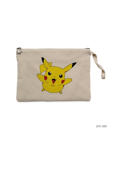 Pokemon Pikachu 2 Krem Clutch Astarlı Cüzdan / El Çantası