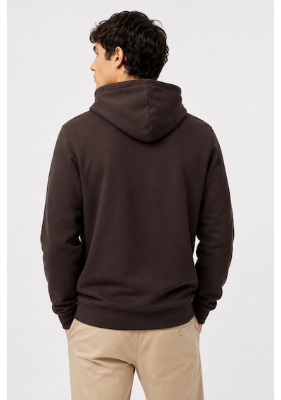 Lacoste Men's Classic Hoodie Sweatshirt Erkek Ayarlanabilir Kapüşonlu Organik Pamuk Sweatshirt Kahverengi
