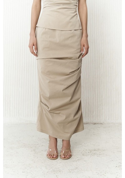 Mai Collection Mai Studios Co. Kamelya Bej Crop Etek Takım Bej