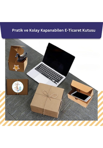 Kilitli E-ticaret Hediye Kutusu, Kraft Karton Kargo Paketleme Kutusu, 25 Adet, 17x12x5 Cm 25 Adet