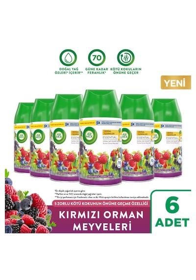 Air Wick Kırmızı Orman Meyveleri Oda Kokusu Freshmatic Yedek Spreyi 6x250 Ml Kırmızı Meyveli Çiçeksi