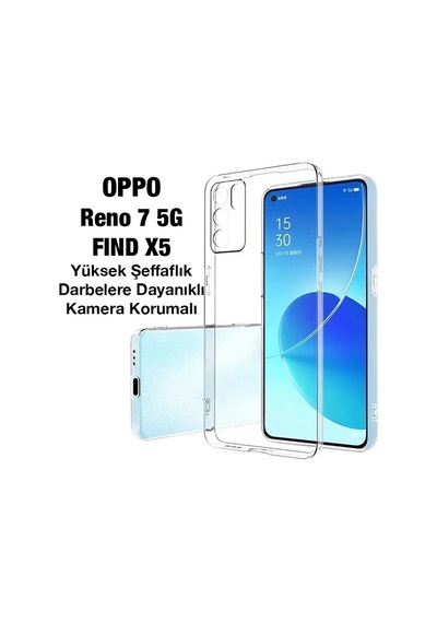 Oppo Reno 7 5g Fınd X5 Kılıf Kamera Korumalı Ultra İnce Şeffaf Silikon Kılıf- 5775