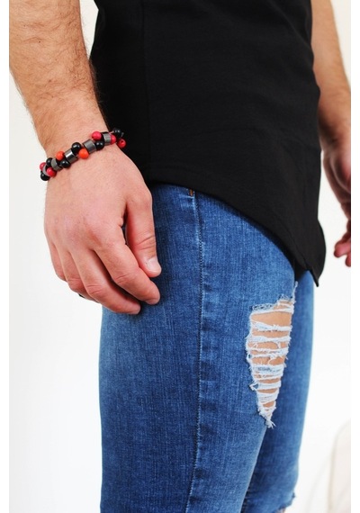 Boldy Erkek Long Fit Tişört Long Tişört Long Kesim Tişört-Siyah