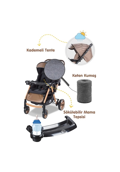 Babycare Combo Maxi Pro Çift Yönlü Bebek Arabası Gold