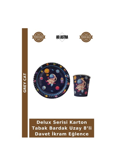 Delux Serisi Karton Tabak Bardak Uzay 8 Li Davet İkram Eğlence Diğer