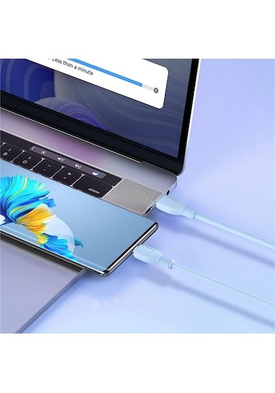 Baseus Pudding Type-C To Type-C 100 W Hızlı Şarj Kablosu 1.2 M. Mavi