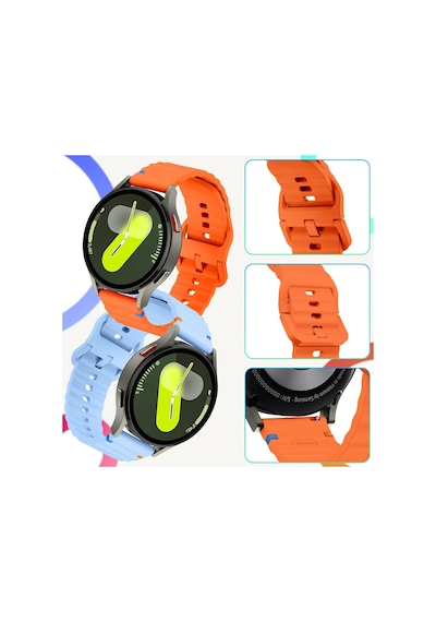 Samsung Galaxy Watch 7 40 Mm / 44 Mm/fe 40 Mm İle Uyumlu Dalgalı Dikiş Detaylı Silikon Saat Kordonu Gri 44 Mm