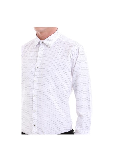Hatemoğlu Siyah Slim Fit Baskılı Pamuklu Slim Yaka Uzun Kollu Klasik Gömle Siyah