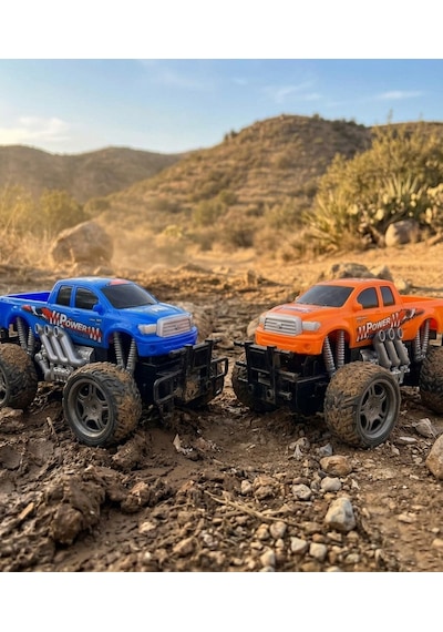 Uzaktan Kumandalı Off Road Arazi Araba 27 Mhz Şarjlı Full Fonksiyon 4x2 Off Road Kamyon Arazi Aracı Turuncu