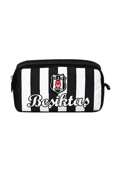 Beşiktaş Orijinal Lisanslı Siyah Beyaz Kalem Çantası - Çift Bölmeli Taraftar Kalemliği Siyah - Beyaz