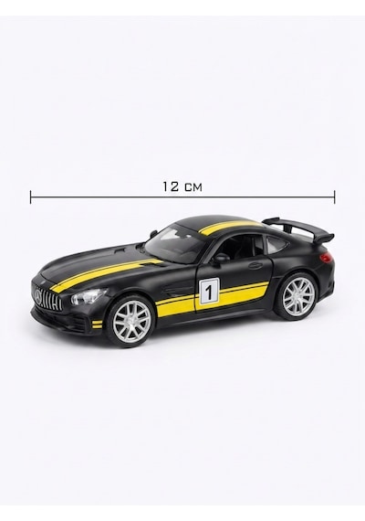 Süper Yarış Arabası Mercedes-AMG GT Çek-Bırak Açılabilir Kapılı 12 cm Oyuncak Araba Siyah
