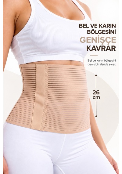 Modalarge Doğum Sonrası Toparlayıcı Korse Lohusa Korsesi Abdominal Sezeryan Ameliyat Sonrası Ayarlanabilir Esnek Fıtık Misinalı Bel Korsesi Bej