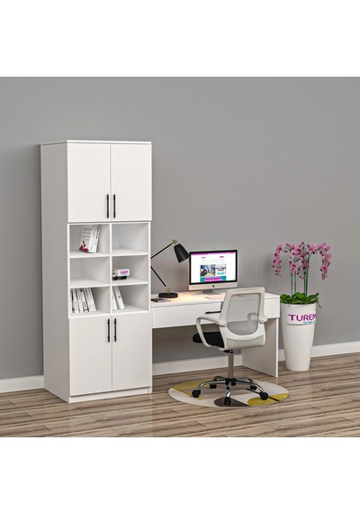 Gloss Dolaplı Çalışma Masası Suntalam Çok Renkli