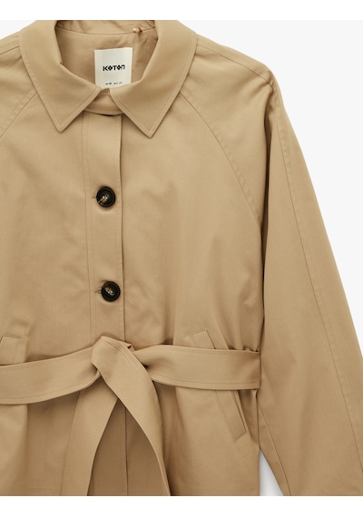 Koton Uzun Kollu Düğmeli Cepli Kemerli Kısa Gabardin Trençkot Bej 6sak00046ew Ekru Koton Uzun Kollu Düğmeli Cepli Kemerli Kısa Gabardin Trençkot Bej 6sak00046ew Ekru