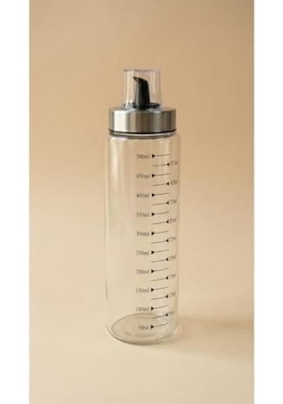Metal Kapaklı Ölçülü Yağdanlık, Cam, Şeffaf, 550 Ml
