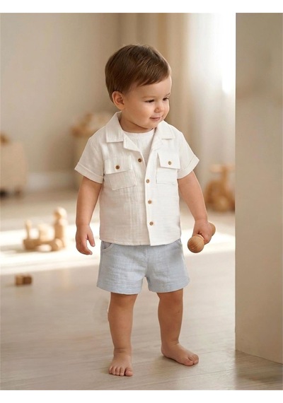 Tiffany Baby Bebek Linen Breeze Theme Kısa Kol Gömlek Beyaz 52093