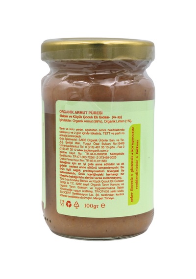 Sade Organik Armut Püresi 100 Gr. 100 ML
