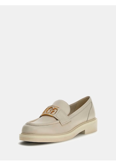 Guess Shuttle Hakiki Deri Kadın Makosen Ayakkabı Flpshulea14 Krem