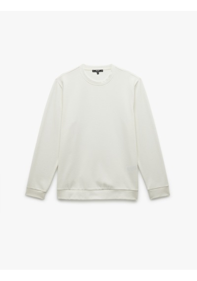 Koton Uzun Kollu Bisiklet Yaka Basic Sweatshirt Beyaz 6wam70090mk Beyaz