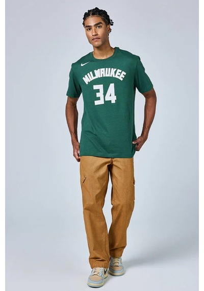 Nike Wilwaukee Bucks Nba Mens Tee Grafik Baskılı Pamuklu Erkek Tişört Yeşil
