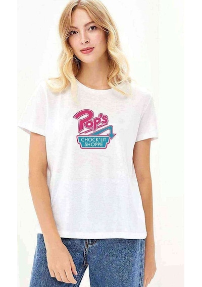 Riverdale Pop'S Chock'Lit Shoppe Baskılı Beyaz Kadın Tshirt
