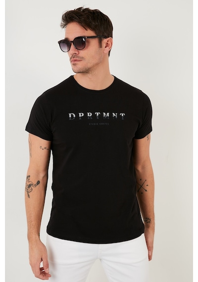 Buratti Baskılı Bisiklet Yaka Pamuklu Slim Fit Erkek T Shirt 541Dprtmnt24 Siyah