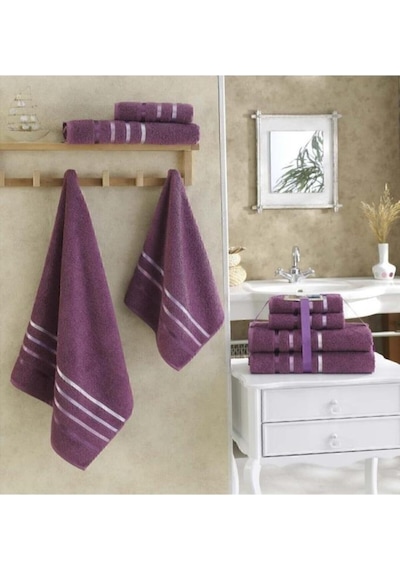Banyo Havlu Seti 4 Lü Bale Mürdüm