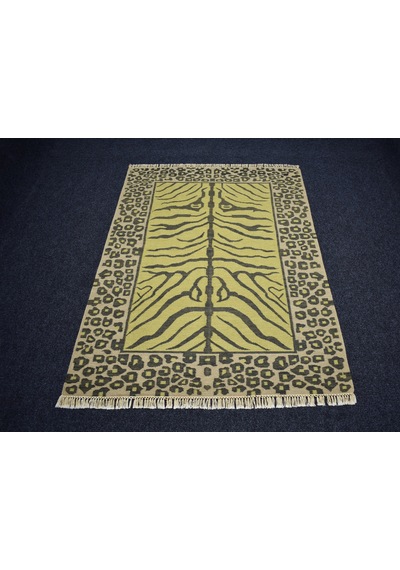 Zehra Abla Halı Yeni El Dokuma Modern Leopar Tasarım Yün Kilim 7395 Çok Renkli