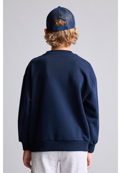 Defacto Oversize Bisiklet Yaka Nakışlı Sweatshirt Erkek Çocuk H9695a826wnnv146 Lacivert-nv146