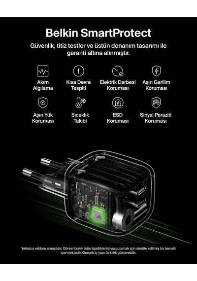 Belkin 2 Bağlantı Noktalı Usb-c Şarj Cihazı 50 W, 2x Usb-c Çift B 93522278