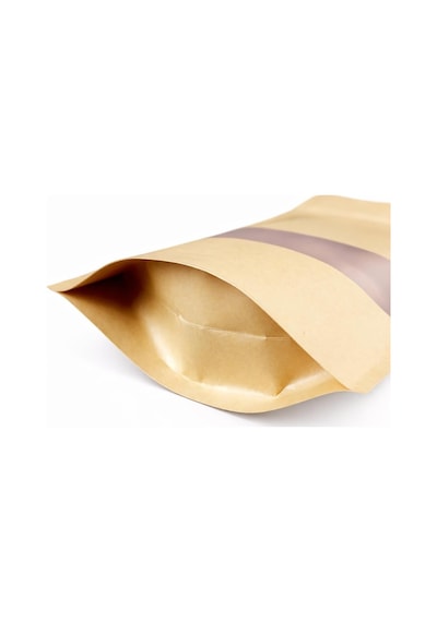 Pencereli Kraft Doypack Dik Duran Poşetler 50 Li Paket, Şeffaf Pencereli, Kilitli Ziplock Ve Kolay Açma Çentikli, Çok Amaçlı Gıda Saklama Poşetleri 13 Cm 22 Cm