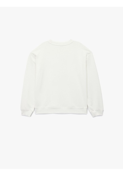 Koton Atatürk Baskılı Uzun Kollu Bisiklet Yaka Pamuklu Sweatshirt Ekru 6wkg10422ak Ekru