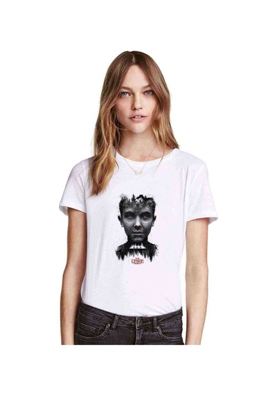 Stranger Things The Upside Down Baskılı Beyaz Kadın Tshirt (534308083)