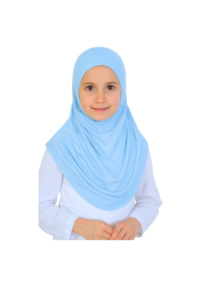 Modish Group Kız Çocuk Hazır Başörtüsü Pratik Penye Şal Tesettür Giyim Mavi