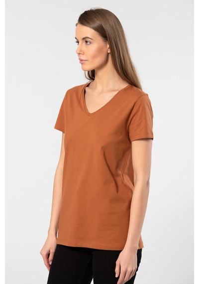 Wtshirt Venice Kısa Kollu V Yaka Kadın T-shirt Tarçın 001