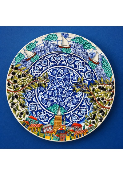 İstanbul Temalı Seramik Tabak 40cm