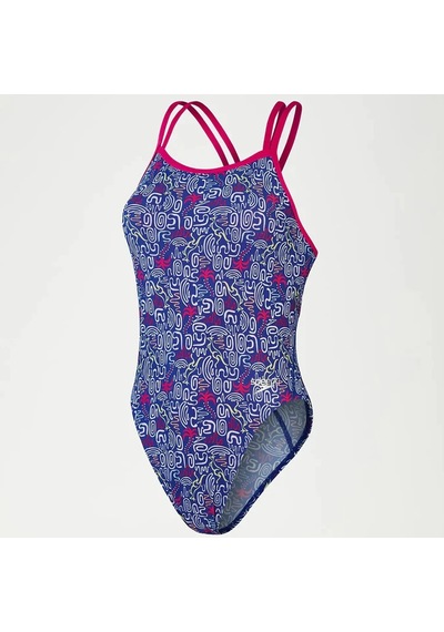 Speedo Kadın Yüzücü Mayosu Alov Dıgı Starbk 1pc Af Blue/pınk 8 1284215174 Yzm