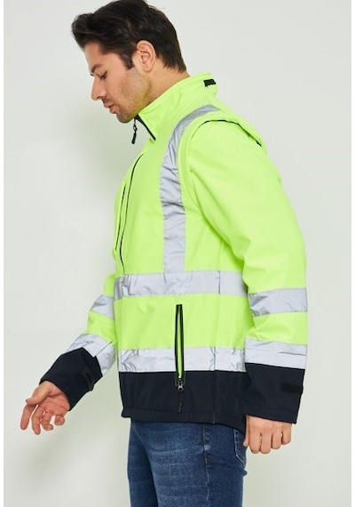 Orange Safety Sarı Softshell Mont Kolları Çıkmalı Reflektörlü