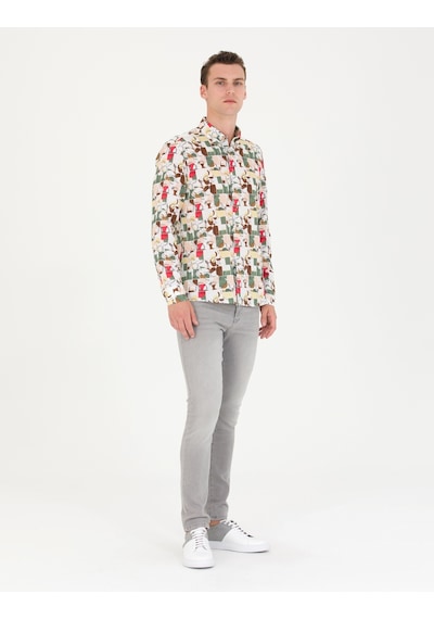 Pierre Cardin Erkek Haki Desenli Gömlek 50265034-vr027 Haki