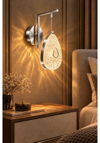 Sally Modern Tasarım Krom Renk Gün Işığı - Ledli Banyo - Mutfak - Salon Ledli Duvar Aplik Gümüş Gümüş