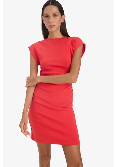 DeFacto Bodycon Vücudu Saran Bisiklet Yaka Ribana Kolsuz Mini Yazlık Elbise C4513AX25SMRD135