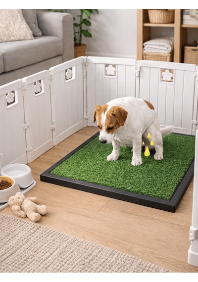 Beylini Köpek Çim Tuvalet Matı Pet Kedi Plastik Havuzlu Drenajlı Kaka Çiş Ped Halısı Hijyenik Paspas Köpek Tuvalet Eğitim Parkı Tuvalet Çiş Eğitimi 50 x 75 CM