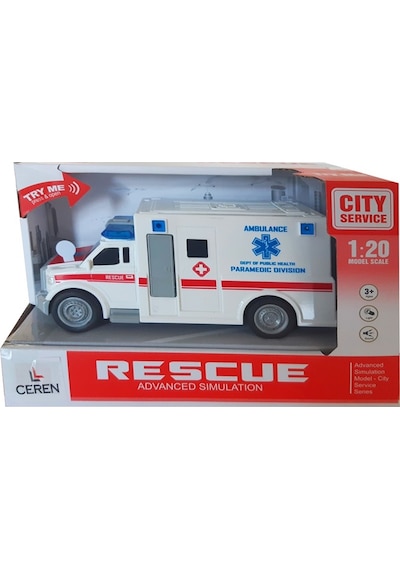 Ctoy Işıklı ve Sesli Sürtmeli Ambulans 1:20 (Karışık Renk)wy670a