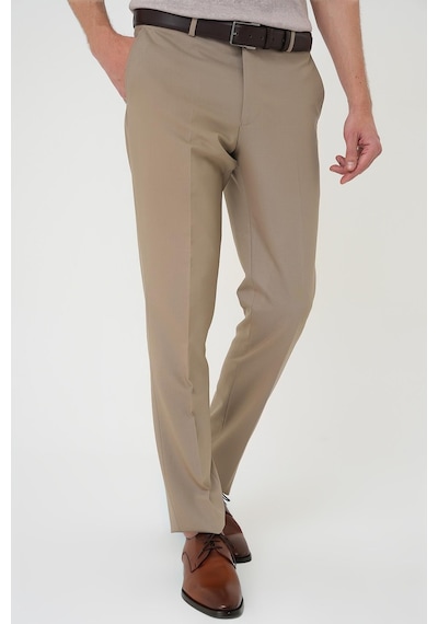 Efor Slim Fit Pilesiz Yün Klasik Koyu Bej Kumaş Pantolon P 1191 K.Bej