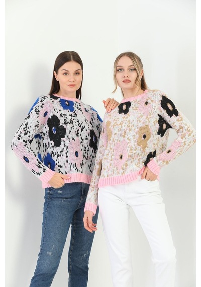 Youknitwear You Daisy Bisiklet Yaka Triko Kazak Yeşil