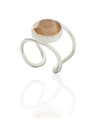 Kadir Jewellery 925 Ayar Gümüş Kaplama Zirkon Taşlı Kadın Minimal Yüzük Turuncu