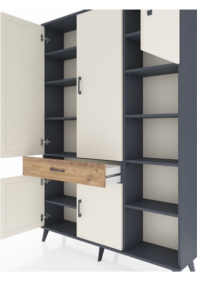 Arges Dolap 10 Raflı Tek Çekmeceli 5 Kapaklı 132x30x195 Antrasit-aytaşı/çam Aytası/atlas Çam Arges Dolap 10 Raflı Tek Çekmeceli 5 Kapaklı 132x30x195 Antrasit-aytaşı/çam Aytası/atlas Çam