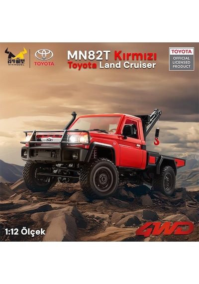 Mn Model Mn82t 1/12 Toyota Land Cruiser Lc79 4wd Rc Model Crawler Offroad Uzaktan Kumandalı Araba Truck Rtr Lisanslı Kırmızı+elektrik Vinçli+dahili Işık Seti Mn-82t